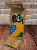 Tapanti store.Chorreador,Costa Rican handcrafted foldable wooden pour-over coffee maker.Includes a reusable cloth filter.Hand painted Macaw wooden design.Light Cedar.Perfect for travel (Blue/Orange)