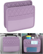 Mandark Car Seat Back Organizer, PU Leather Automotive Backseat Hanging Storage Pocket, Multipurpose Vehicle Travel Essentials Accessories for Kids & Adults, Universal for Most Cars (Purple)