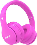 MIDOLA Kids Bluetooth Headphones 68H Play Time,Volume Limit 85/94dB, Foldable Lightweight Wireless Over-Ear Headphone for Kid Toddler Child Pad Tablet,Headsets with Built-in Mic Hot-Pink