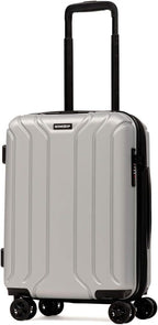 NONSTOP NEW YORK Luggage Expandable Spinner Wheels hard side shell Travel Suitcase Lightweight, TSA Lock, Double USB Port (Silver, 3-Piece Set (20/24/28))
