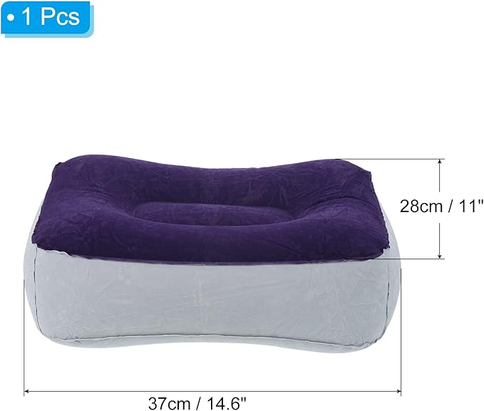 PATIKIL Travel Foot Rest Pillow, Inflatable Foot Rest Cushion Travel Flight Leg Rest Pillow for Airplane Train Office Home, Gray Blue