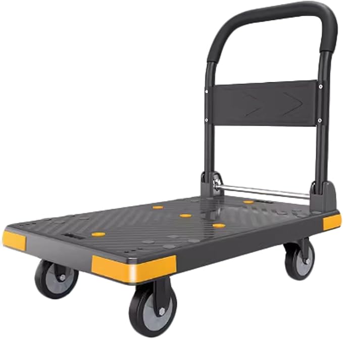 HeavyDuty Steel Utility Cart with Folding Platform and Swivel WheelsPerfect for Easily Moving and Transporting Heavy Loads