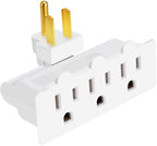 3 Outlet Wall Adapter, VSEER ETL Listed 3-Prong Grounded 180 Degree Swivel Indoor AC Mini Plug Wall Outlet Extender Tap White (1 Pack)