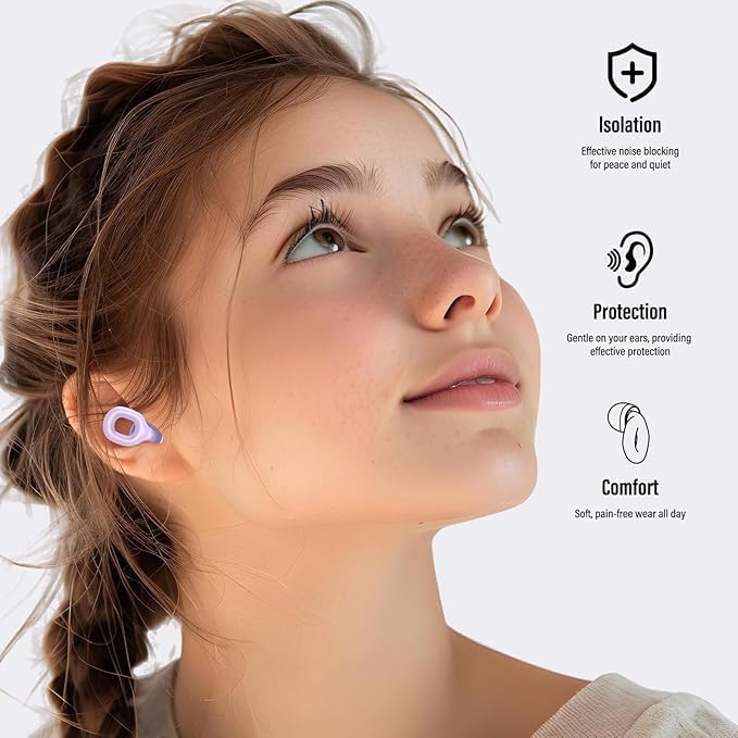 Ear Plugs for Sleeping 35dB Noise Cancelling Silicone Earplugs Single and Double Layer Tips for Side Sleepers Reusable Travel Work Study