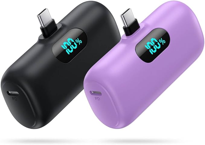[2 Pack]Small Portable Charger for iPhone 17/16/15 Series,5000mAh 3A PD USB C Power Bank, Mini Travel Essentials Battery Pack for iPhone 17/17 Pro/16/16 Plus/16 Pro/15 Pro Max,Samsung,Android/LG etc