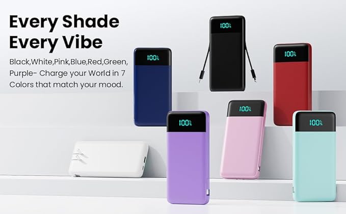 Portable Charger with Built-in AC Plug and Cables,13800mAh All in One USB C Fast Charging Power Bank,Travel Essentials Portable Phone Charger Battery Pack for iPhone 17/16/15/14/13,Galaxy,Android etc