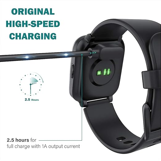 Compatible with Letsfit EW1 Charger, Magnetic USB Charging Cable Replacement Charger Cable Compatible with Letsfit EW1 / ID207 Smartwatch /TOZO S2 / AOKESI 1.69'' Smart Watch (2 pack-Black+Black)
