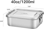 G.a HOMEFAVOR Stainless Steel Bento Lunch Box - Leak-Proof Metal Bento Box, Large Food Container with Lock Clips, Snack Container, Dishwasher Safe, 1200 ml/40 oz