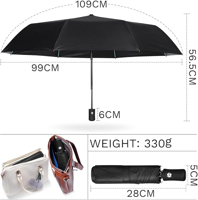 YINBAOGE Compact Travel Umbrella, Automatic Folding Windproof 8 Ribs, Lightweight Small Portable Parasol for Rain & Sun with UV Protection, Fits Car, Backpack, Purse, Men & Women