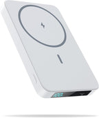 Magnetic Portable Charger Power Bank 5500mAh,Slim Wireless Portable Charger with LCD Display,PD Fast Charging USB-C Battery Pack Compatible with iPhone 17/17 Pro/17 Pro Max /16/15/14/13/12 -White