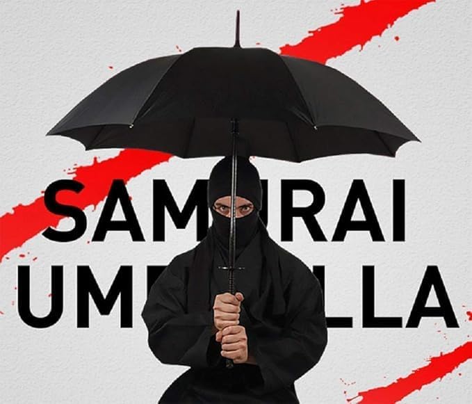 Samurai Umbrella Creative Semi-Automatic Katana,Gifts For Cosplay Decoration. Windproof Outdoor Umbrella.Sun Protection Umbrella Black.