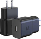 Adaptive Fast Charging Block USB Wall Charger Adapter Fits Samsung Galaxy S25/S24/S23/S22/S22 Ultra/S21/S20/S10/S9/S8/S7/Edge/Note 10 Quick Charge (Black, 2 Pack)