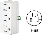 Leviton Amp, 125 Volt, Grounding Triple Outlet Adapter, 698-W-15, White