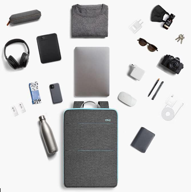 ZINZ Slim & Expandable Laptop Backpack Water Resistant Backpack Travel Backpack Compatible with MacBook Air/Pro/Neo 13-14 inch, XPS 13/14, Surface 13.5" and Most 13-14 Notebooks，G01BL01