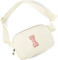 Gitus Personalized Initial Letter Fanny Pack Cross Body Bags Waist Pack Ivory
