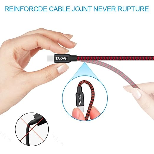 USB to USB C Cable (3Pack 6ft) USB A to Type C Cable Fast Charging Nylon Braided Data Sync Transfer Cord USB C Charger for iPhone 17 Pro Max/17 Air/16e/16 15 Pro/15 Plus/Galaxy S20 S10 Note 20(Red)