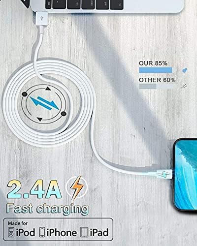 4 Pack [Apple MFi Certified] Apple Charging Cables 10ft, iPhone Chargers, Lightning Fast iPhone Charging Cord for iPhone 12/11/11Pro/11Max/ X/XS/XR/XS Max/8/7, ipad(White) (4pack(10ft), Purple, 4)