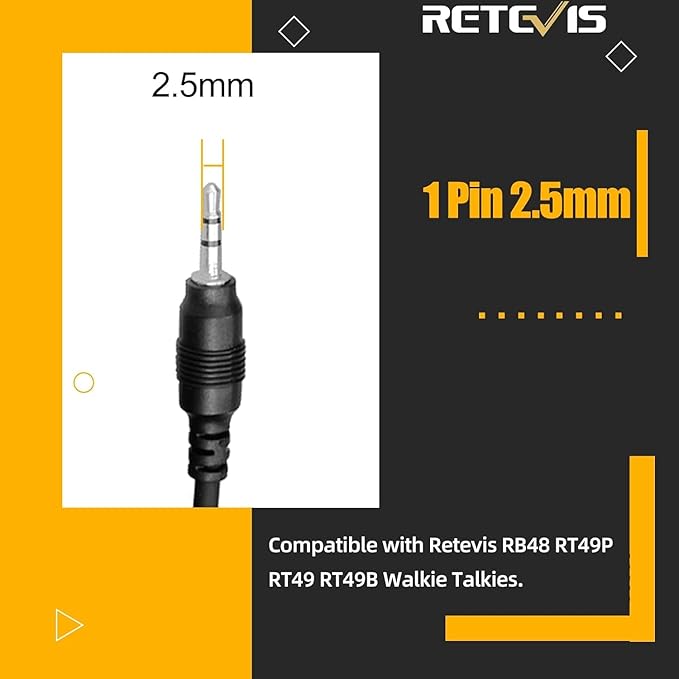 Retevis RB48 Walkie Talkies with Earpiece, Mil-Standards 810H, Waterproof Heavy Duty Two Way Radios, Vibration Call, 2000mAh, NOAA, 2 Way Radio Long Range(2 Pack)