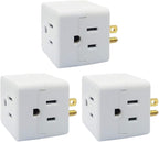 Uninex PS36 3-Outlet Grounded Plug Cube Taps, Extra-Wide Adapter Spaced, Easy Access, Compact, ETL Listed, 3-Pack