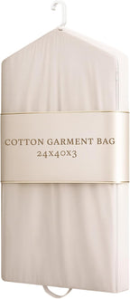 Luxury Cotton Garment Storage Bag, 24x40 Inch, Breathable Washable Reusable, for Hanging Clothes Short Dresses Jackets Suits, Fits 3 Hangers, Zipper Window (1, 24x40x3)