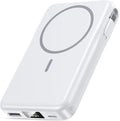Magnetic Portable Charger, 10000mAh Power Bank, 5 in 1 Portable Charger with Built in Cable, 20W Fast Charging for Magsafe Battery Pack Compatible with iPhone 17/16/15/14/13/12 Pro/Pro Max-White