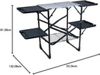 GCI OUTDOOR Slim-Fold Cook Station | Portable Folding Kitchen Table with a Heat Resistant Tabletop, 4 Side Tables & Storage Rack, Perfect for Picnics & Camping Trips