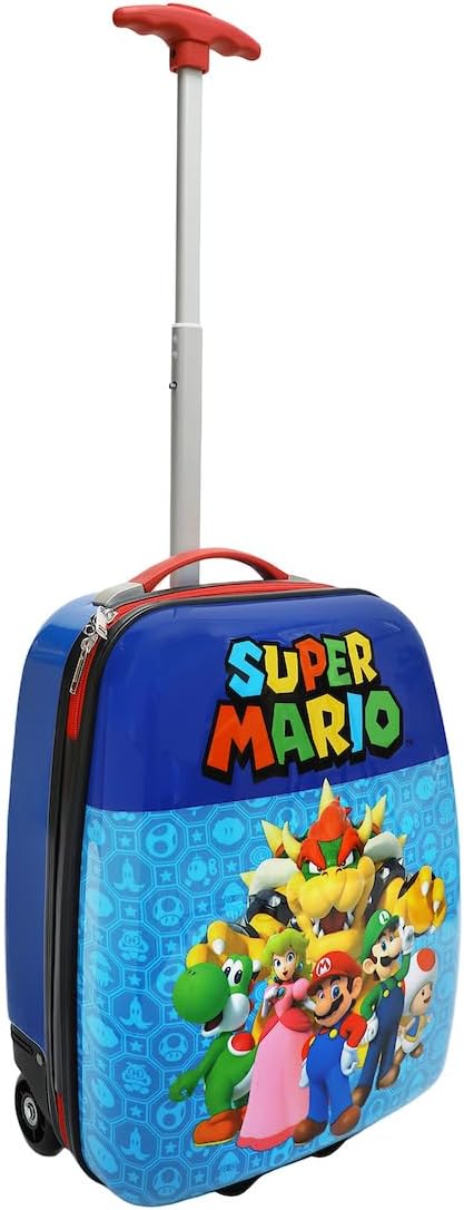 Bioworld Super Mario 16.5-Inch ABS Youth Carry-on Luggage with Trolley Handle for Toddler