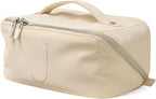 EACHY Travel Makeup Bag, Large Capacity Cosmetic Bag for Women, Waterproof PU Leather, Flat Open Portable Toiletry Bag for Skincare, Brushes & Travel Essentials