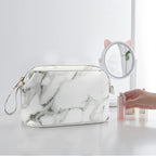 OCHEAL Small Marble Makeup Bag, Small Cosmetic Bags for Women,Large Capacity Portable Cosmetic bag Storage Organizer for Purse Everyday Use (Small, Marble)