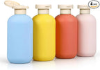 DEMORA 6.6oz Travel Bottles for Toiletries, Larger Plastic Travel Squeeze Bottles Toiletry Containers with Flip Caps and Labels for Shampoo Conditioner Lotion (Blue+Yellow+Orange+Pink, 4 Pcs)