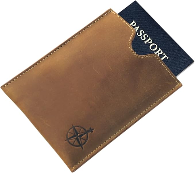 WANDERINGS Leather Passport Holder – Travel - Handmade Genuine Leather Wallet with Passport Pocket and Card Slots - RFID Blocking for Security Against Data Theft