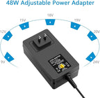 SHNITPWR 48W Universal Power Supply 9V 12V 15V 17V 19V 20V 24V Adjustable Variable AC/DC Adapter with 5.5x2.5mm Tip 100V-240V AC to DC Converter 9V~24V 0.8A 0.5A 1A 1.2A 1.5A 1.8A 2A Max with 14 Tips