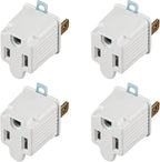 3 Prong to 2 Prong Outlet Plug Adapter Grounding Converter Socket 4 Pack, Wall Outlet Plug for Travel and Business, 15A/125V, White