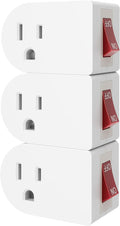 oviitech 3 Pack Grounded Outlet Wall Tap Adapter with On/Off Power Switch，Single Outlet with Switch in White