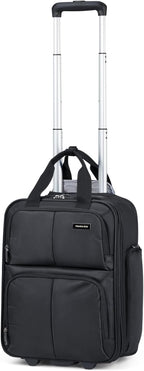 Hanke 16 Inch Underseat Carry On Luggage With Wheels, Small Rolling Suitcase Lightweight Under Seat Carry On Bag, Airline Approved Personal Item Overnight Softside Travel Luggage Bag,Black