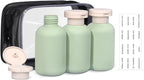 ASEVAT3.4oz 3Pcs Green Plastic Refillable Travel Shampoo and Conditioner Bottles Plastic Refillable Travel Shampoo Bottles with Flip Cap Shampoo and Conditioner Dispenser