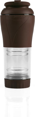 Pressca - Portable Coffee & Tea Maker - Thermal Coffee & Tea Infuser, French Press, Single Serve Coffee Maker, BPA Free - Home & Kitchen Accessories & Utensils - 12 fl oz, Brown