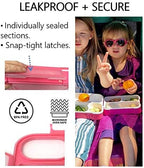 Small Snack Containers for Kids Toddlers - 3 Compartments (Set of 3) - Leak-Proof Boxes with Lids - BPA-Free Plastic Mini Bento Lunch Box - Ideal for School, Daycare, Holds 2 Cups (Pink Coral+Orange)
