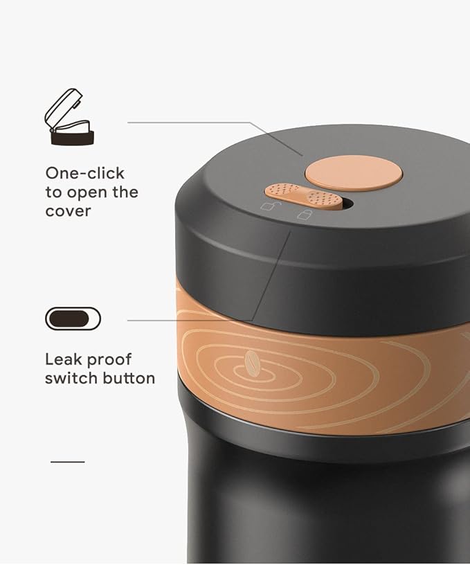 Portable French Press Coffee Maker Car-Go Vacuum Insulated Bottle, Travel French Coffee Maker With Unique Filter Stainless Steel Tea/Coffee Mug For Camping, 320ML