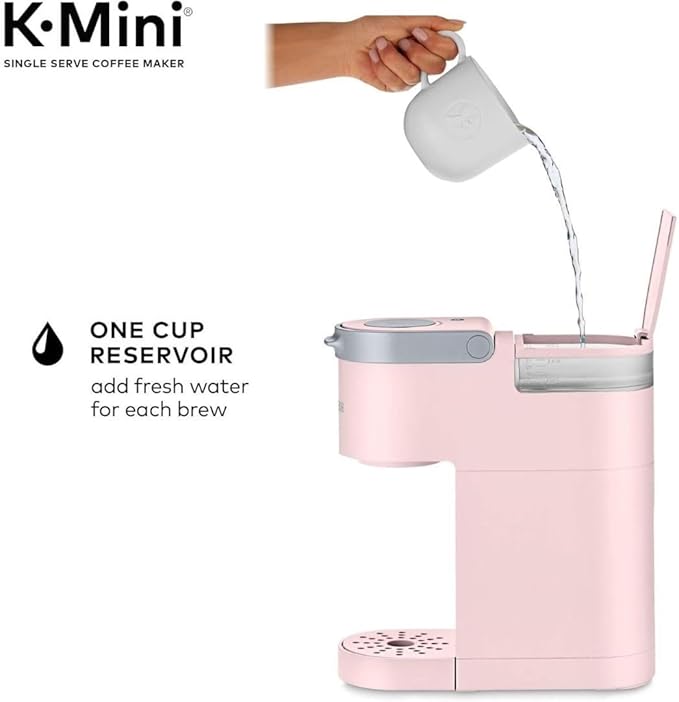 Keurig K-Mini Single Serve Coffee Maker with 6-12Oz Cup Sizes, Quick Brewing, and Removable Drip Tray (Dusty Rose, Renewed)