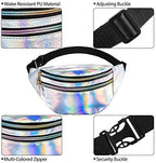 Frienda 2 Pieces Holographic Fanny Pack for Women Colorful Sport Waist Bag Pack
