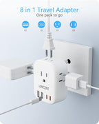 LENCENT US to India Power Plug Adapter, Indian Travel Adaptor with 4 Outlets, 4 USB Ports(2 USB C), Type D Plug Converter for USA to India Nepal Bangladesh Maldives Pakistan, Safe Grounded