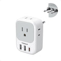 Italy Travel Plug Adapter PD 20W, TESSAN Type L Adapter for Travel with 4 Outlets 3 USB Ports (1 USB-C), Power Adaptor for US to Italy Chile Rome Uruguay Milan Libya