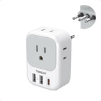 Italy Travel Plug Adapter PD 20W, TESSAN Type L Adapter for Travel with 4 Outlets 3 USB Ports (1 USB-C), Power Adaptor for US to Italy Chile Rome Uruguay Milan Libya