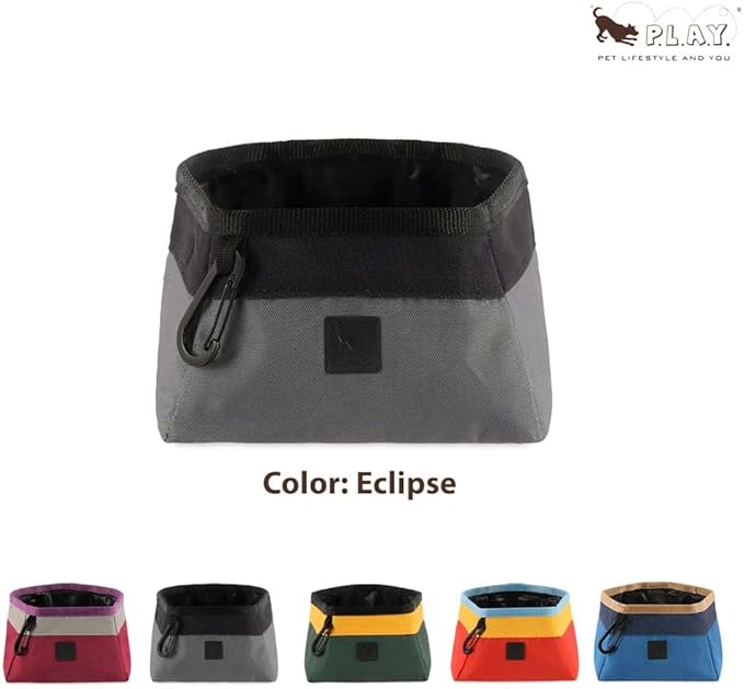 P.L.A.Y. Collapsible Dog Water & Food Bowl - Great Dogs, Travel, On-the-go, Hiking, Outdoors - Portable, Folds Flat, Waterproof, Easy Clean, 2.3L Capacity (Eclipse)