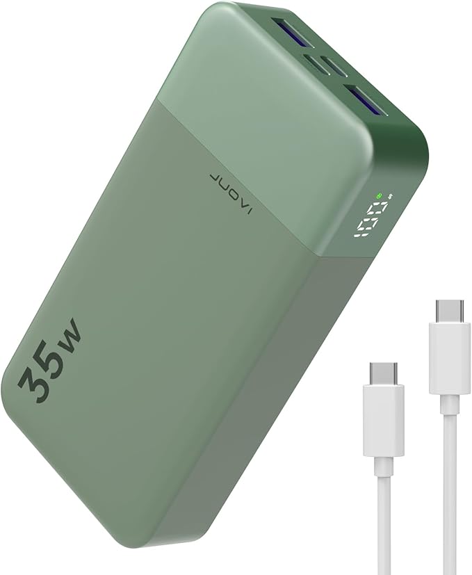 JUOVI Power Bank Portable Charger 20000mAh 35W Fast Charging, PD 3.0 QC 4.0 Phone Charger with LED Display, Travel Battery Pack 2 USB C 2 USB A Ports for iPhone 16/15/14 Series, Galaxy, iPad