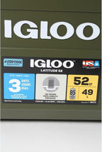 Igloo 60367 Sportsman Latitude 52 Cooler Box, Approx. 11.2 gal (49 L), Sportsman, Latitude, Outdoor, Camping, Leisure, Fishing, Green