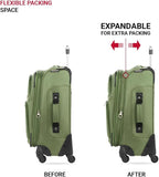 SWISSGEAR Sion Softside Expandable Spinner Luggage Durable Lightweight Travel Suitcase, Evergreen, Carry-On 21-Inch