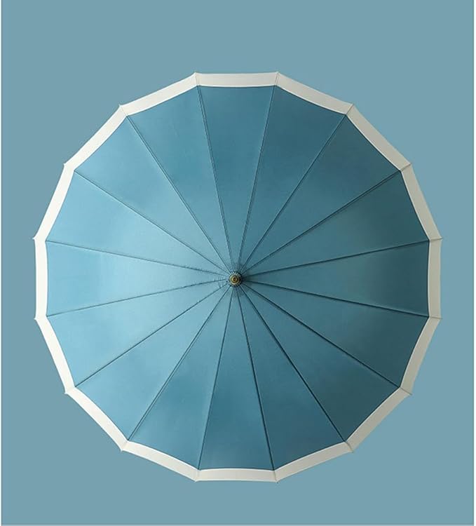 ThreeH Big Beatiful Umbrella with Arc Classic Wood Handle 16 Ribs 48" Windproof Sturdy Stick Rain Umbrella