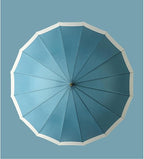 ThreeH Big Beatiful Umbrella with Arc Classic Wood Handle 16 Ribs 48" Windproof Sturdy Stick Rain Umbrella